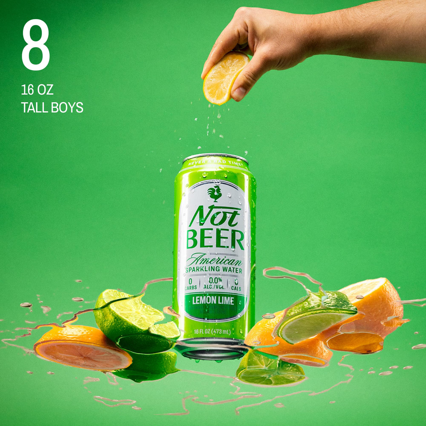 Not Beer American Sparkling Water, Original, 99.9% Pure, Mineral & Electrolyte Blend, Unflavored Carbonated Water, Made in America, Plain Sparkling Water, 16 Oz Tallboy Cans, 8 Pack - Build Your Ideas