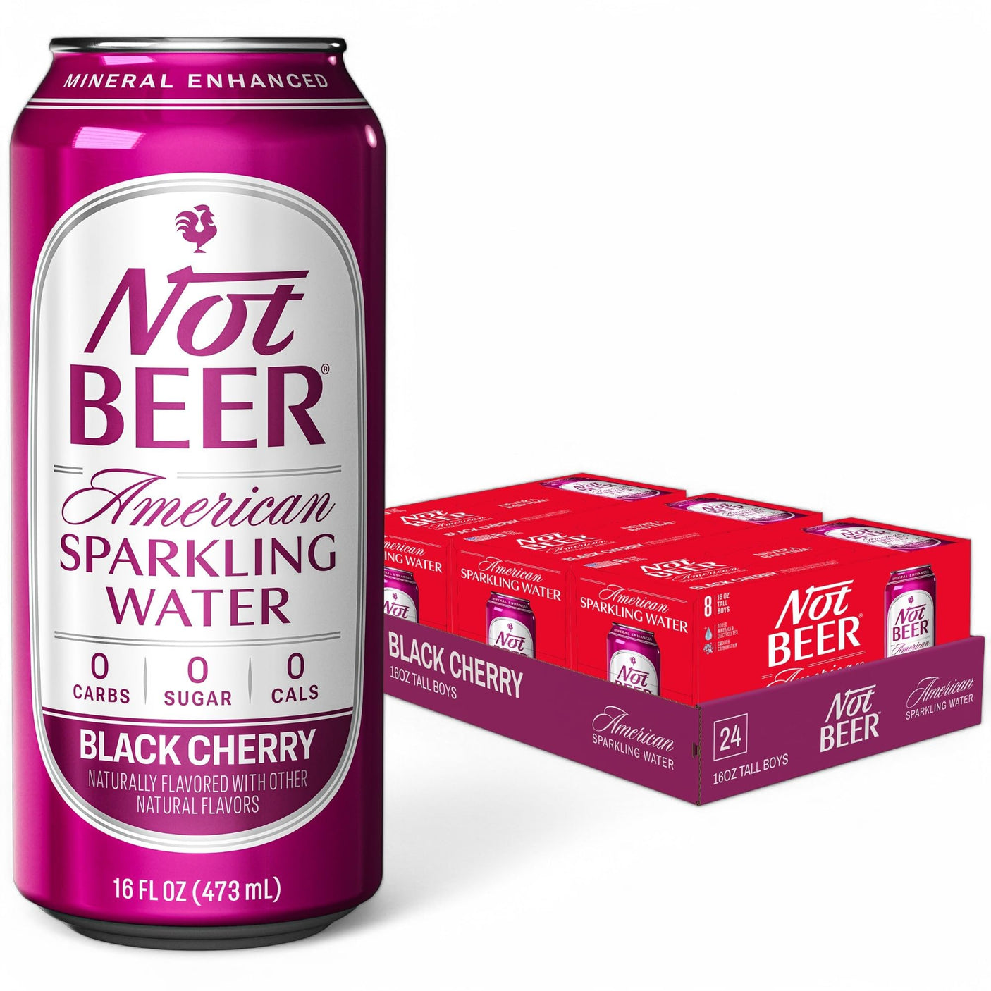 Not Beer American Sparkling Water, Original, 99.9% Pure, Mineral & Electrolyte Blend, Unflavored Carbonated Water, Made in America, Plain Sparkling Water, 16 Oz Tallboy Cans, 8 Pack - Build Your Ideas