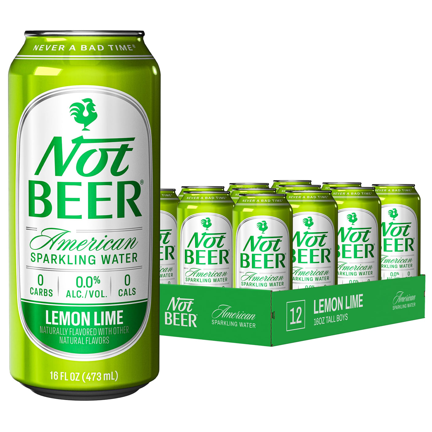 Not Beer American Sparkling Water, Original, 99.9% Pure, Mineral & Electrolyte Blend, Unflavored Carbonated Water, Made in America, Plain Sparkling Water, 16 Oz Tallboy Cans, 8 Pack - Build Your Ideas