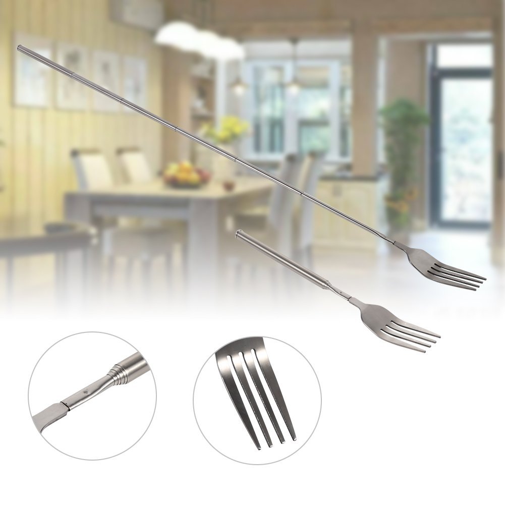 ORULA Telescopic Fork,Extendable Fork,Extending Fork,64cm Long Stainless Steel Retractable Fork Extendable Dinner Fruit Dessert Fork 8.7~25.4in - Build Your Ideas