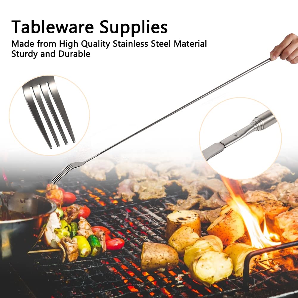 ORULA Telescopic Fork,Extendable Fork,Extending Fork,64cm Long Stainless Steel Retractable Fork Extendable Dinner Fruit Dessert Fork 8.7~25.4in - Build Your Ideas