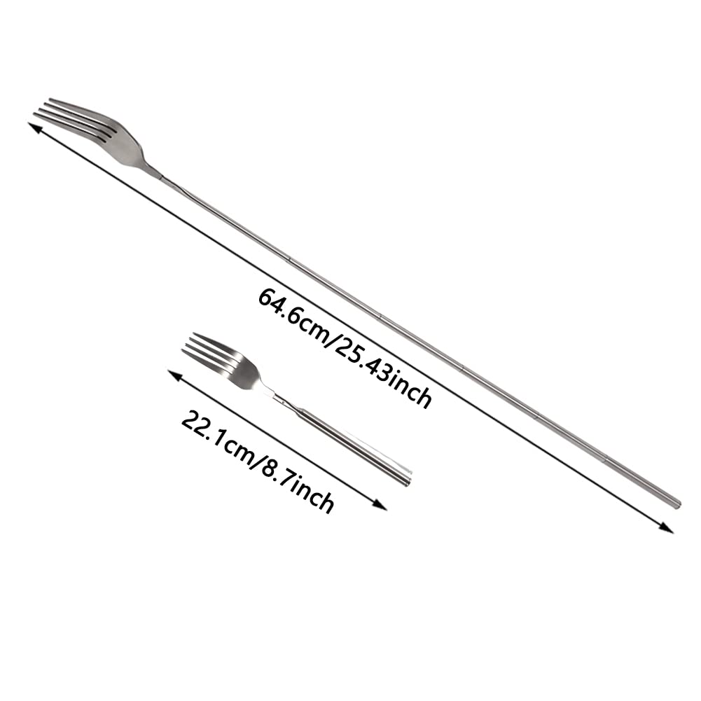 ORULA Telescopic Fork,Extendable Fork,Extending Fork,64cm Long Stainless Steel Retractable Fork Extendable Dinner Fruit Dessert Fork 8.7~25.4in - Build Your Ideas
