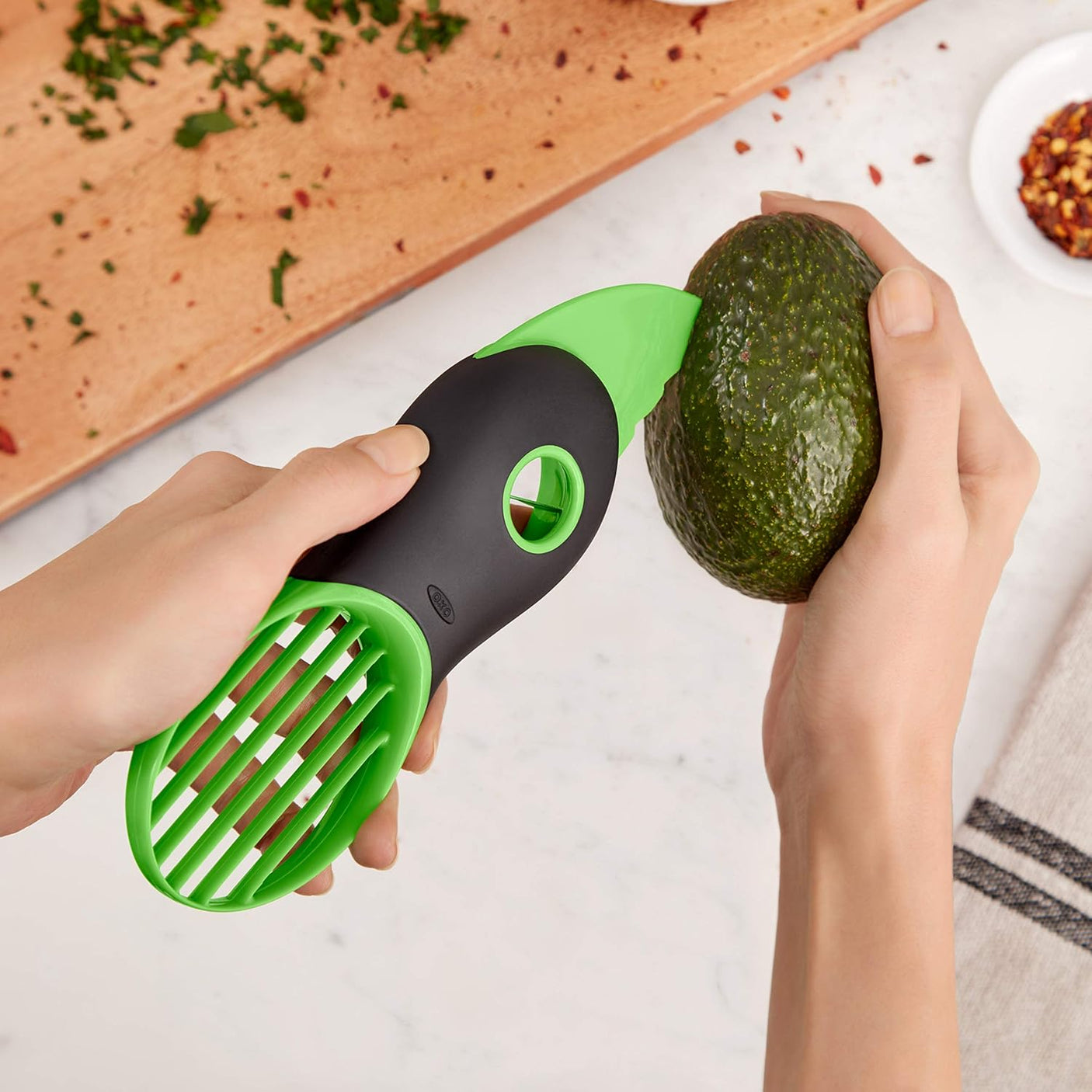 OXO Good Grips 3 - in - 1 Avocado Slicer - Green - Build Your Ideas