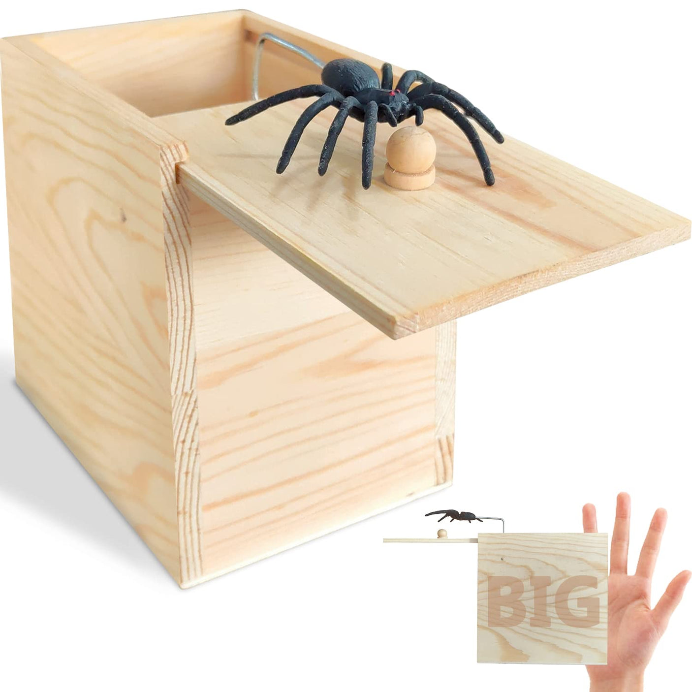 PARNIXS Wooden Spider Prank Box - Handcrafted Money Surprise Box for Adults and Kids [Upgraded Version] - Build Your Ideas