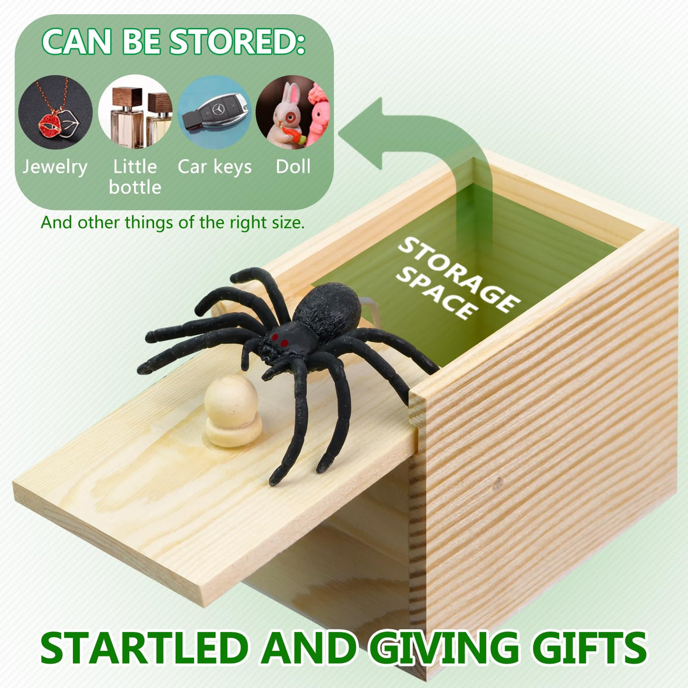 PARNIXS Wooden Spider Prank Box - Handcrafted Money Surprise Box for Adults and Kids [Upgraded Version] - Build Your Ideas