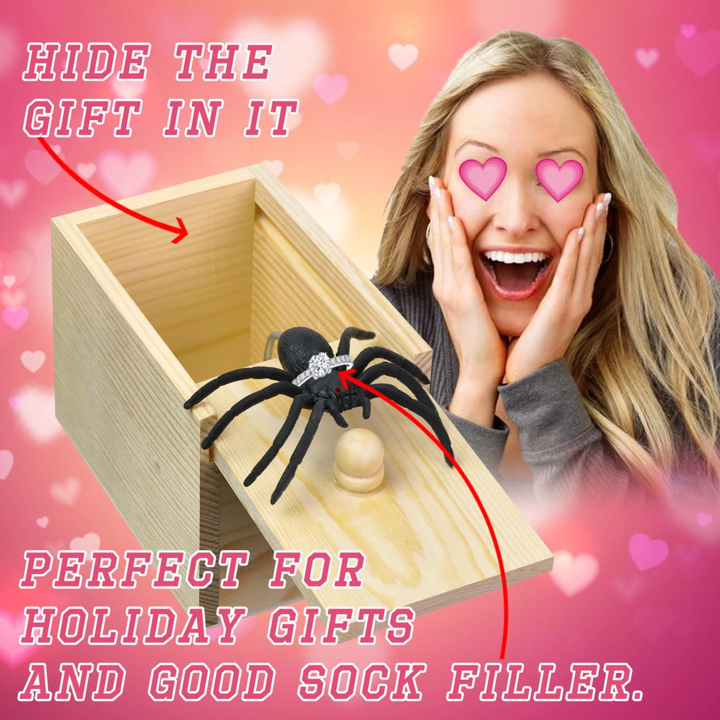 PARNIXS Wooden Spider Prank Box - Handcrafted Money Surprise Box for Adults and Kids [Upgraded Version] - Build Your Ideas