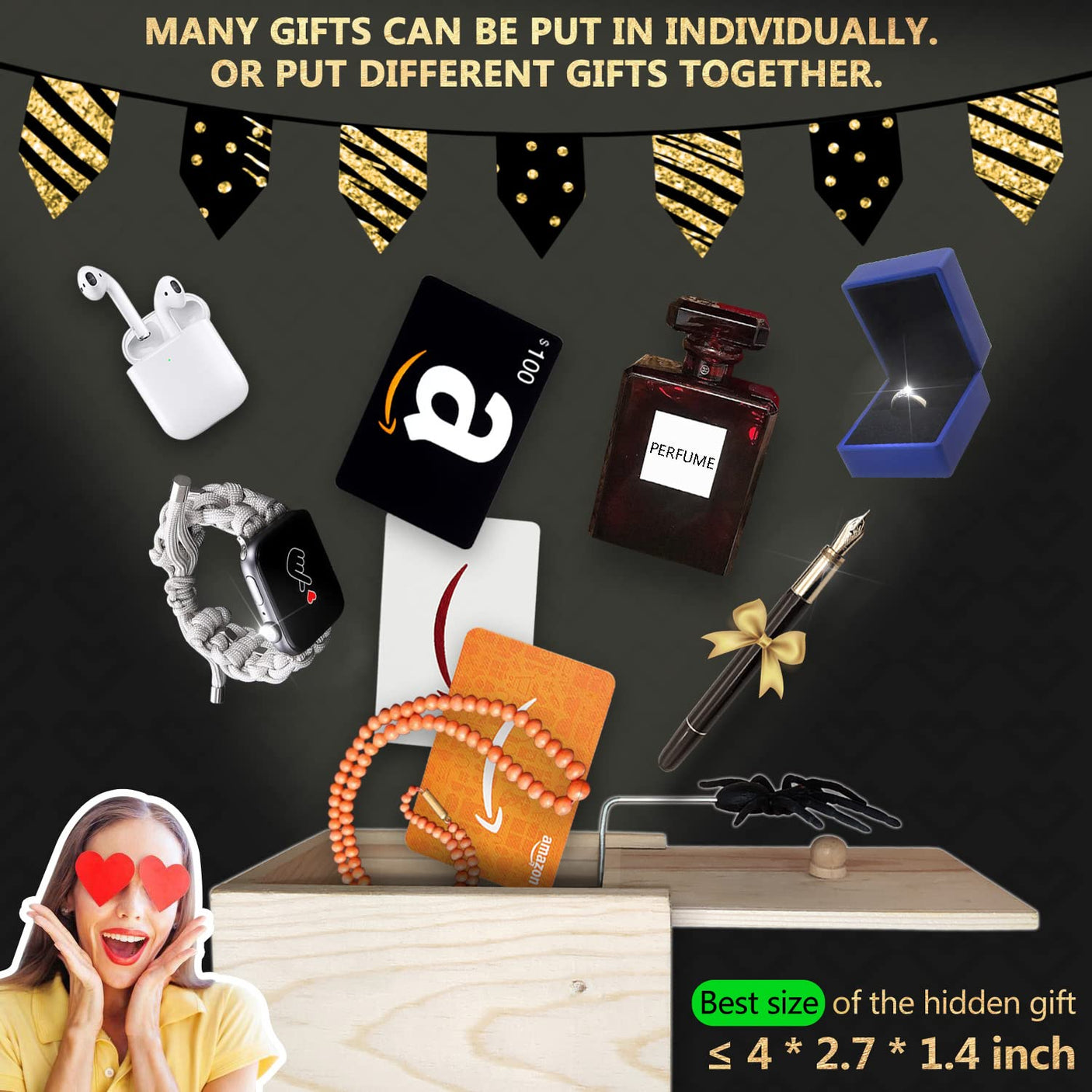 PARNIXS Wooden Spider Prank Box - Handcrafted Money Surprise Box for Adults and Kids [Upgraded Version] - Build Your Ideas