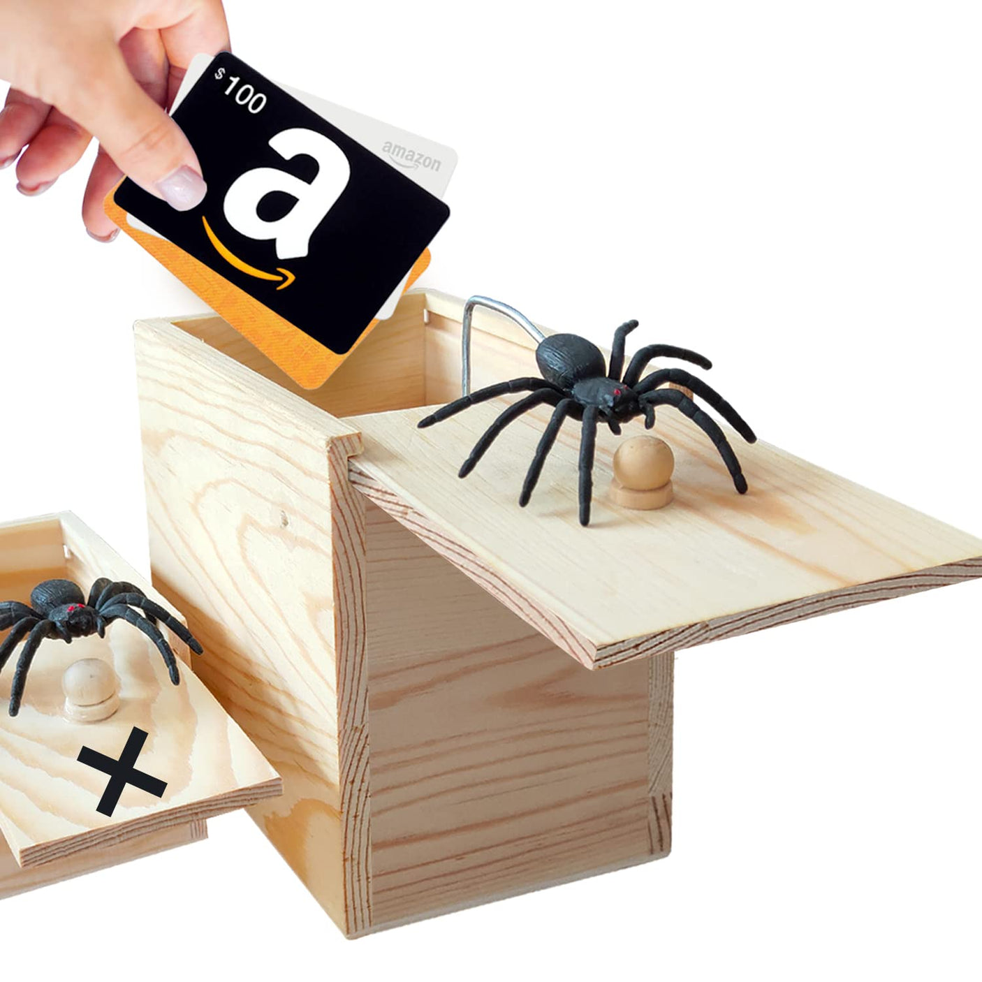 PARNIXS Wooden Spider Prank Box - Handcrafted Money Surprise Box for Adults and Kids [Upgraded Version] - Build Your Ideas