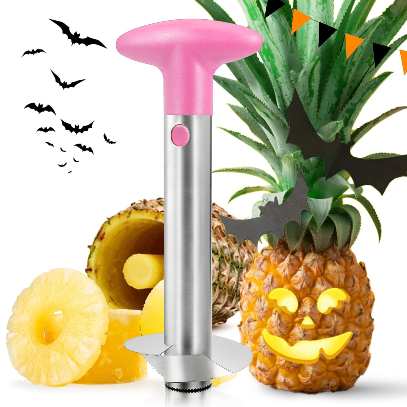 Pineapple Corer, [Upgraded, Reinforced, Thicker Blade] Newness Premium Pineapple Corer Remover (Black) - Build Your Ideas