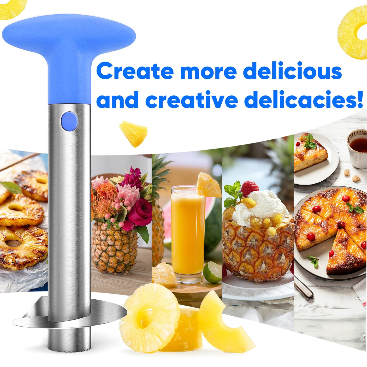 Pineapple Corer, [Upgraded, Reinforced, Thicker Blade] Newness Premium Pineapple Corer Remover (Black) - Build Your Ideas