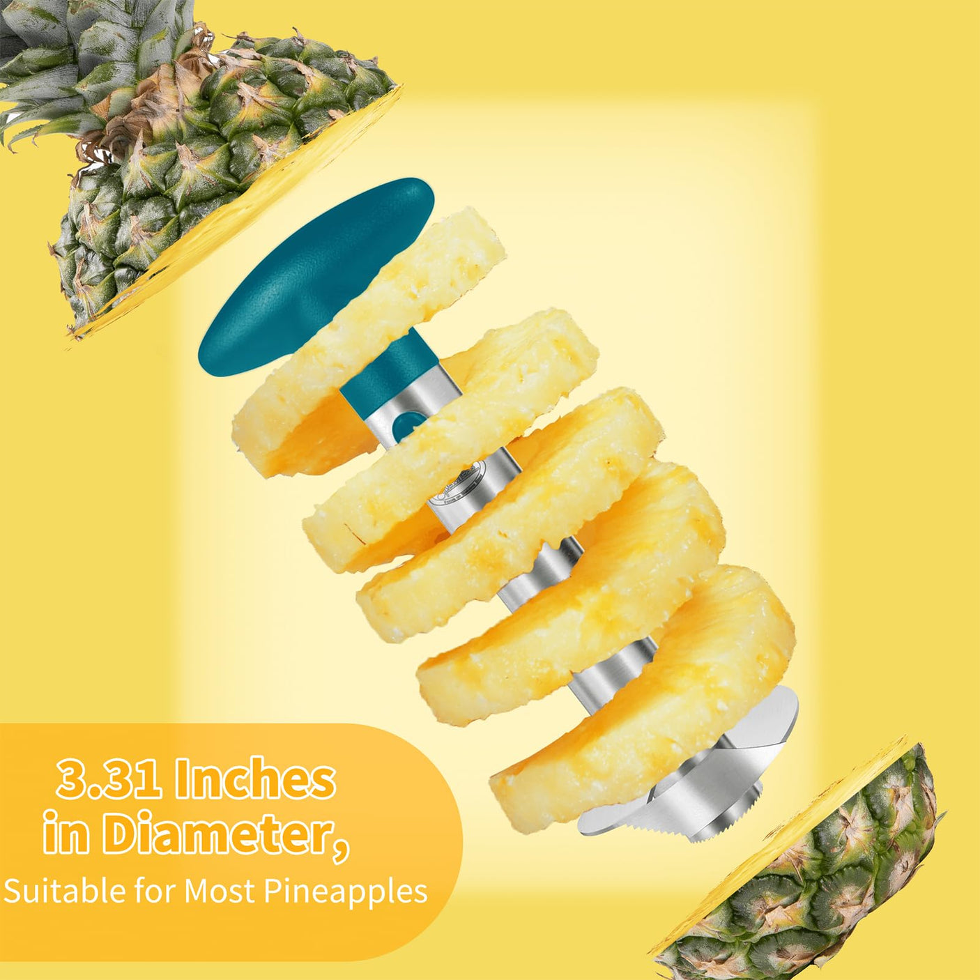 Pineapple Corer, [Upgraded, Reinforced, Thicker Blade] Newness Premium Pineapple Corer Remover (Black) - Build Your Ideas