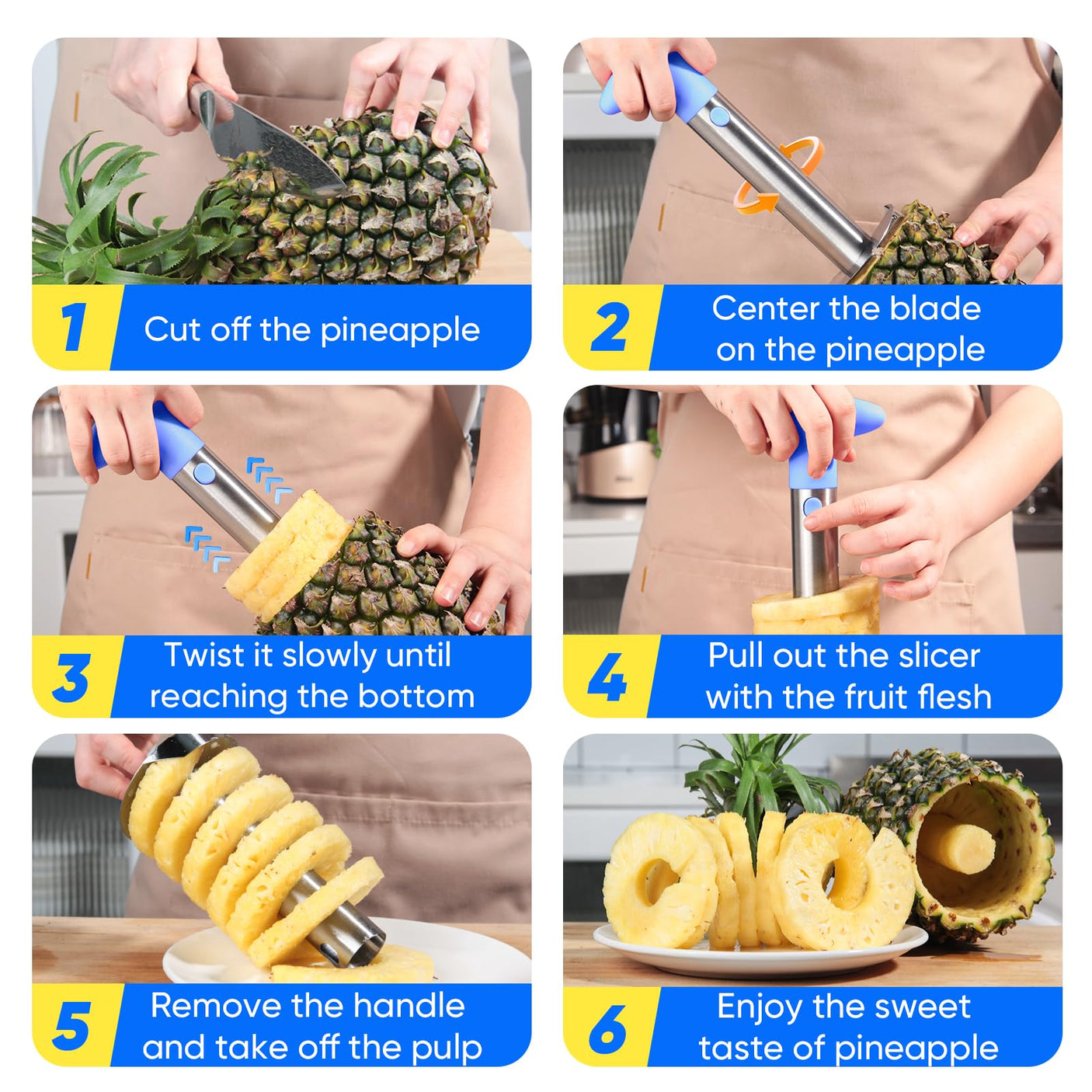 Pineapple Corer, [Upgraded, Reinforced, Thicker Blade] Newness Premium Pineapple Corer Remover (Black) - Build Your Ideas