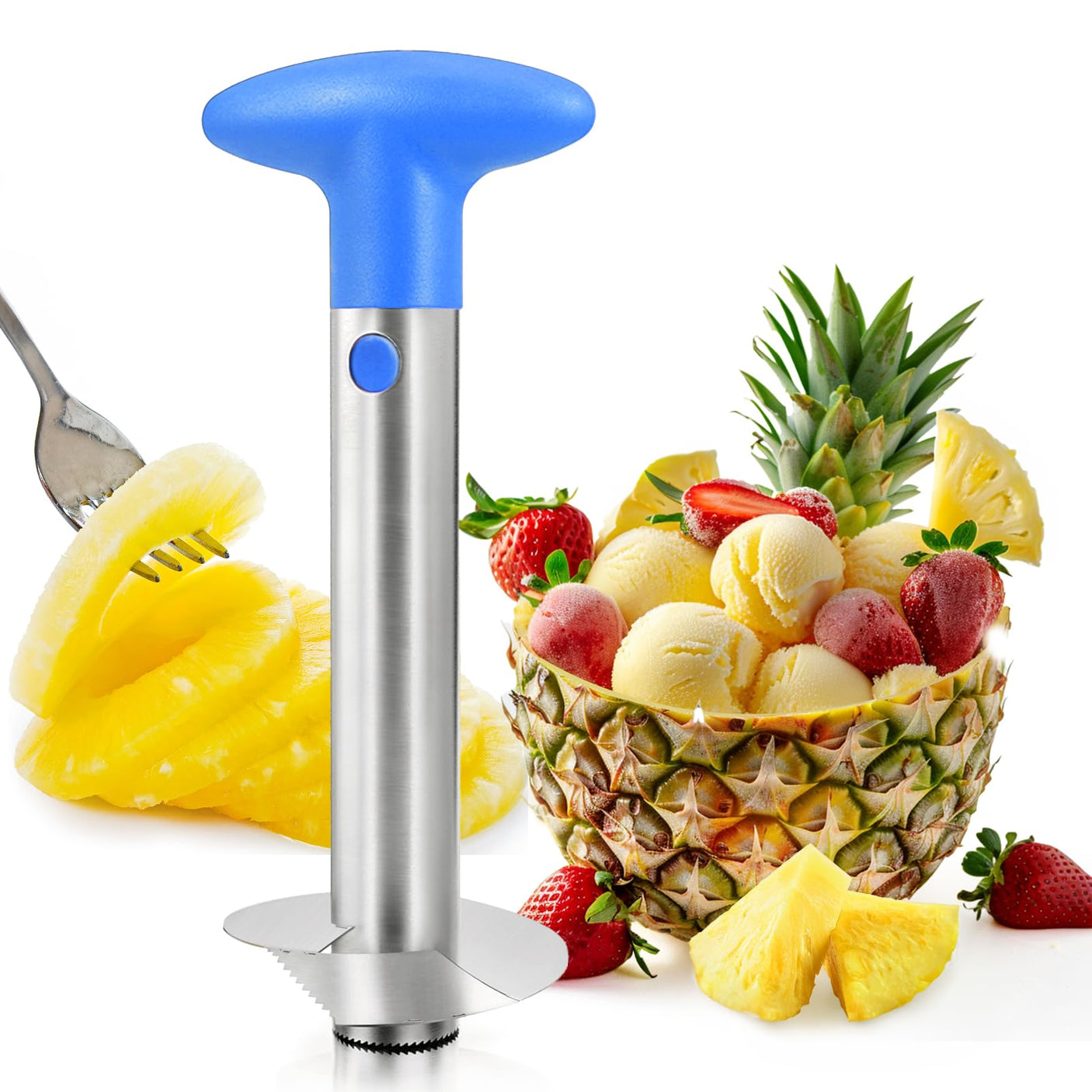 Pineapple Corer, [Upgraded, Reinforced, Thicker Blade] Newness Premium Pineapple Corer Remover (Black) - Build Your Ideas