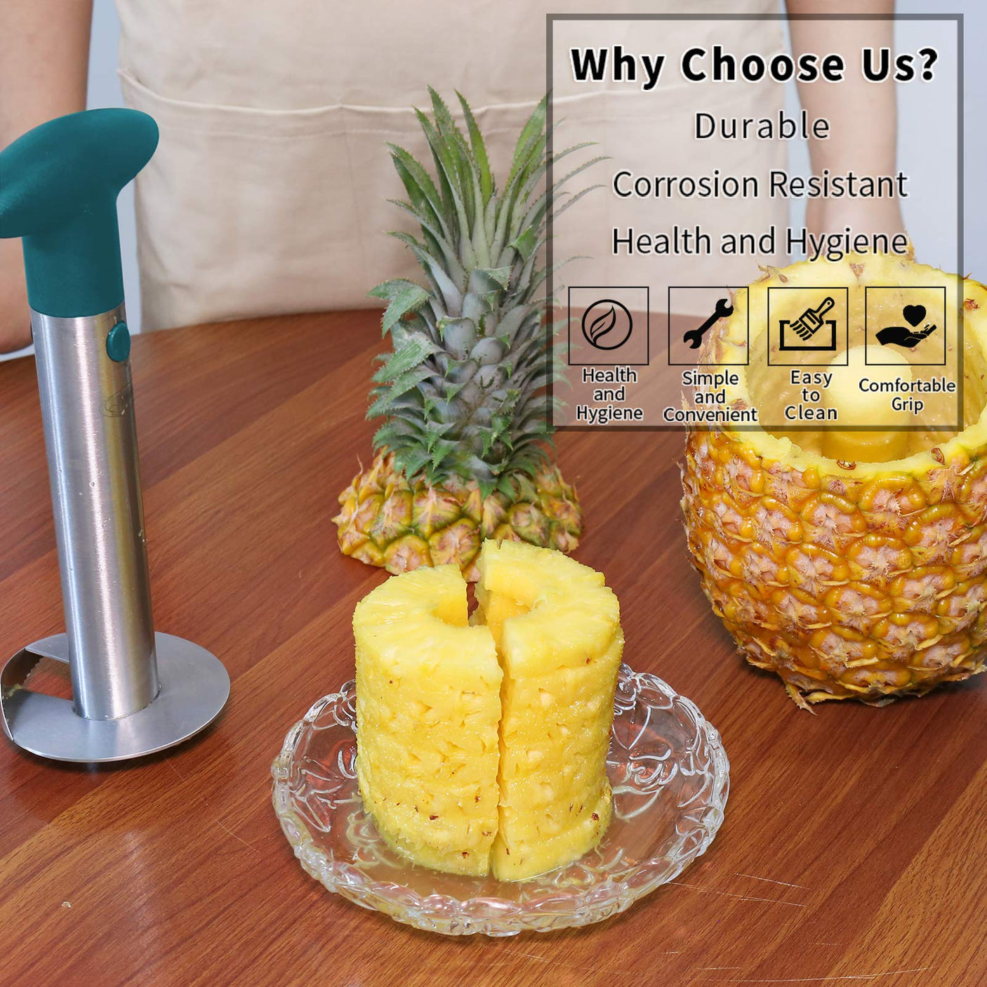 Pineapple Corer, [Upgraded, Reinforced, Thicker Blade] Newness Premium Pineapple Corer Remover (Black) - Build Your Ideas