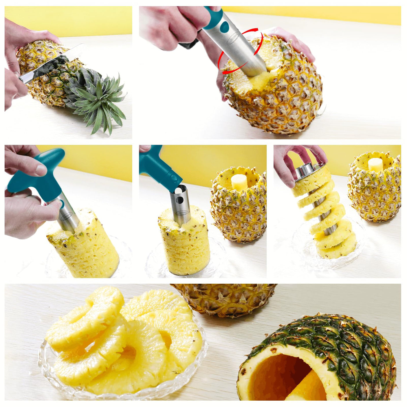 Pineapple Corer, [Upgraded, Reinforced, Thicker Blade] Newness Premium Pineapple Corer Remover (Black) - Build Your Ideas