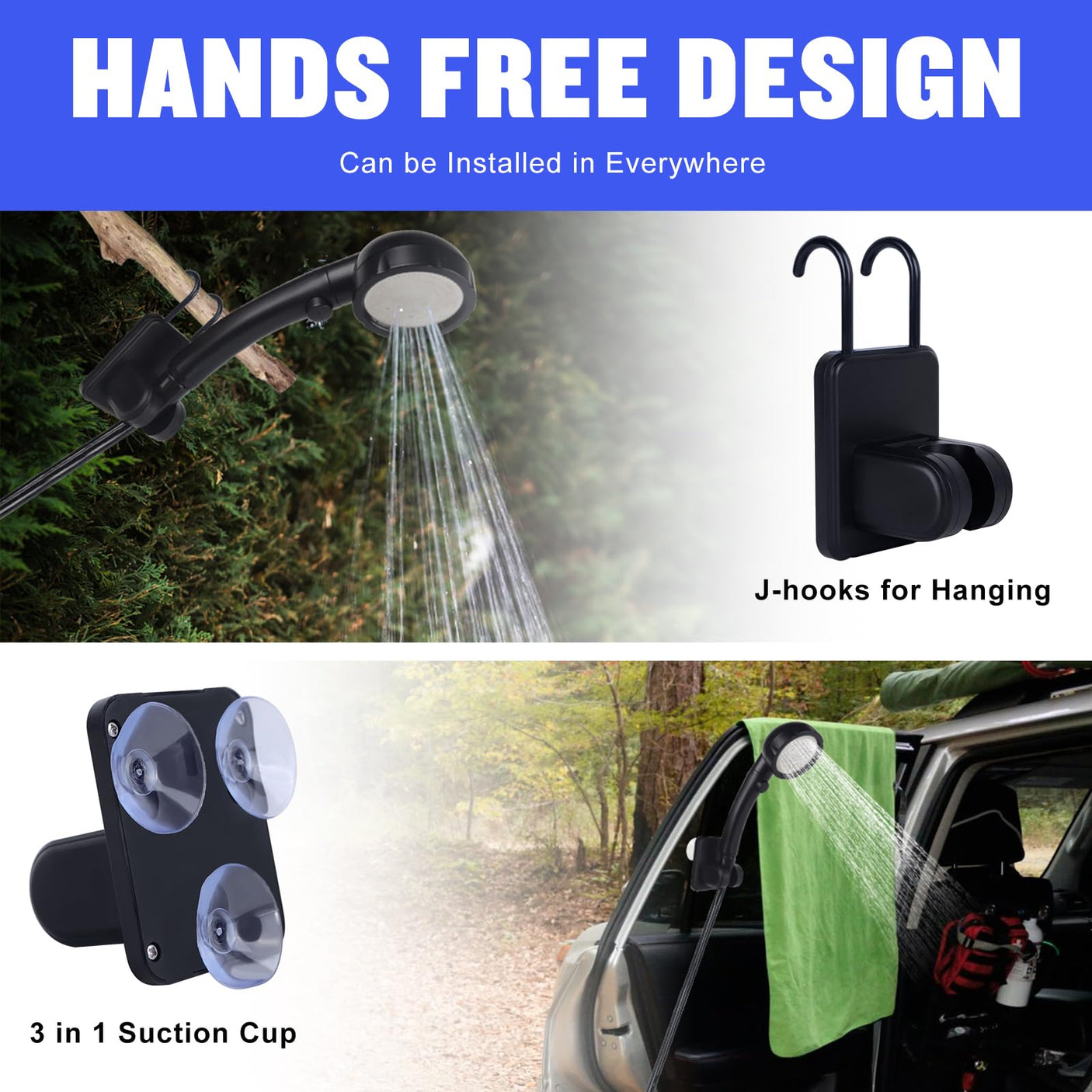 Portable Shower for Camping, [Long - Lasting] Spopal 6000mAh Rechargeable Camping Shower with Intelligent LED Display, 4 Spray Modes, IPX7 Waterproof Outdoor Camp Pump for Hiking, Travel, Car, Pet - Build Your Ideas