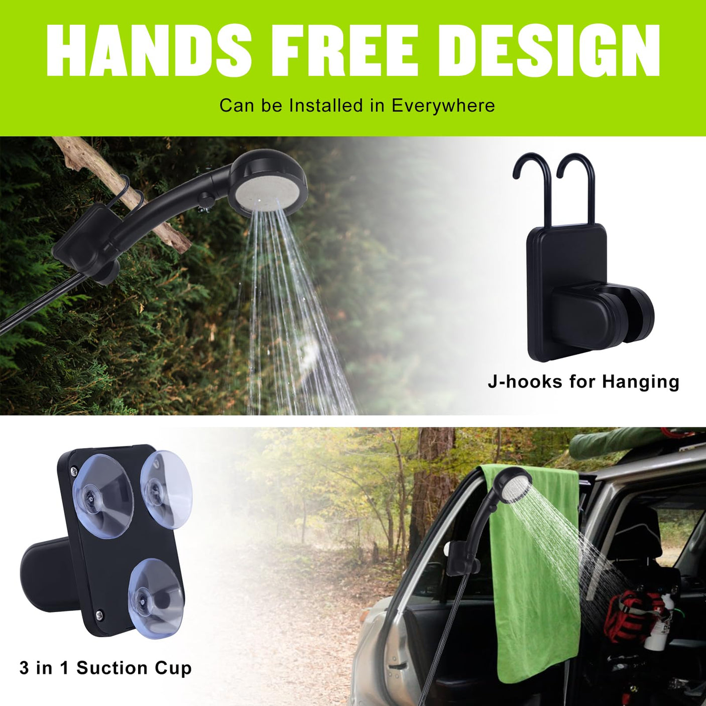Portable Shower for Camping, [Long - Lasting] Spopal 6000mAh Rechargeable Camping Shower with Intelligent LED Display, 4 Spray Modes, IPX7 Waterproof Outdoor Camp Pump for Hiking, Travel, Car, Pet - Build Your Ideas