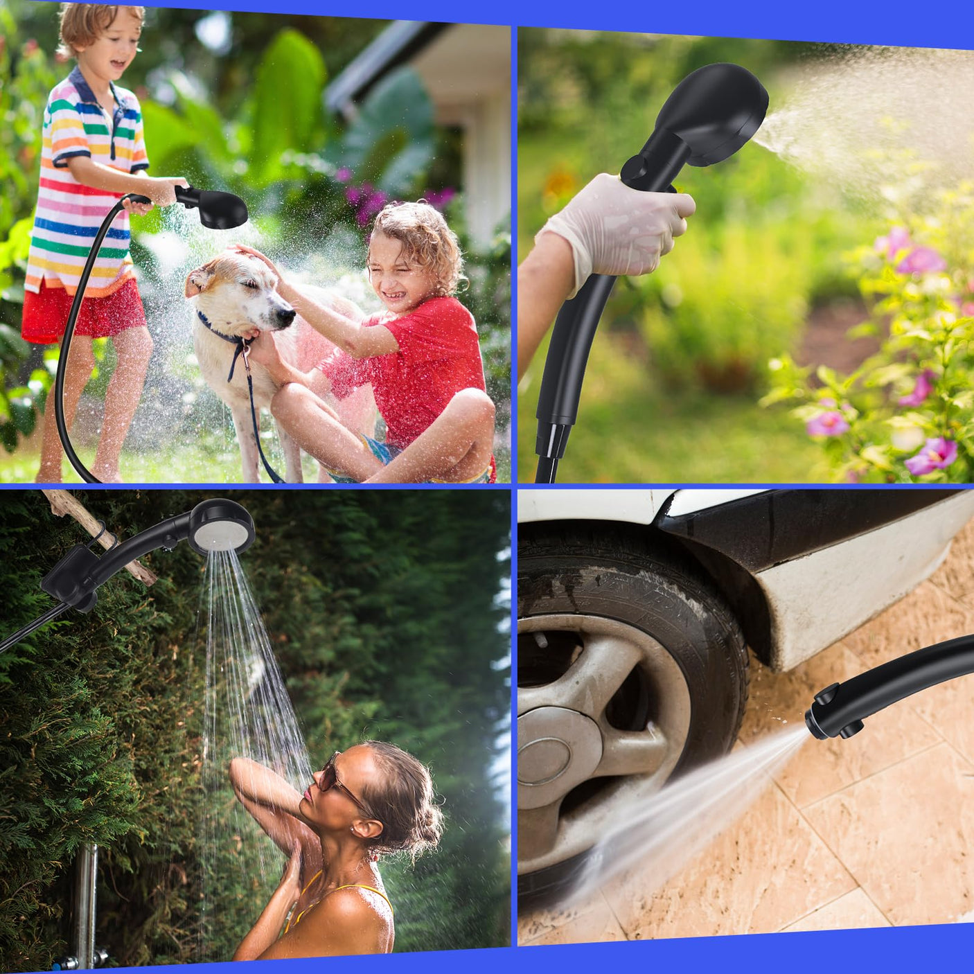 Portable Shower for Camping, [Long - Lasting] Spopal 6000mAh Rechargeable Camping Shower with Intelligent LED Display, 4 Spray Modes, IPX7 Waterproof Outdoor Camp Pump for Hiking, Travel, Car, Pet - Build Your Ideas