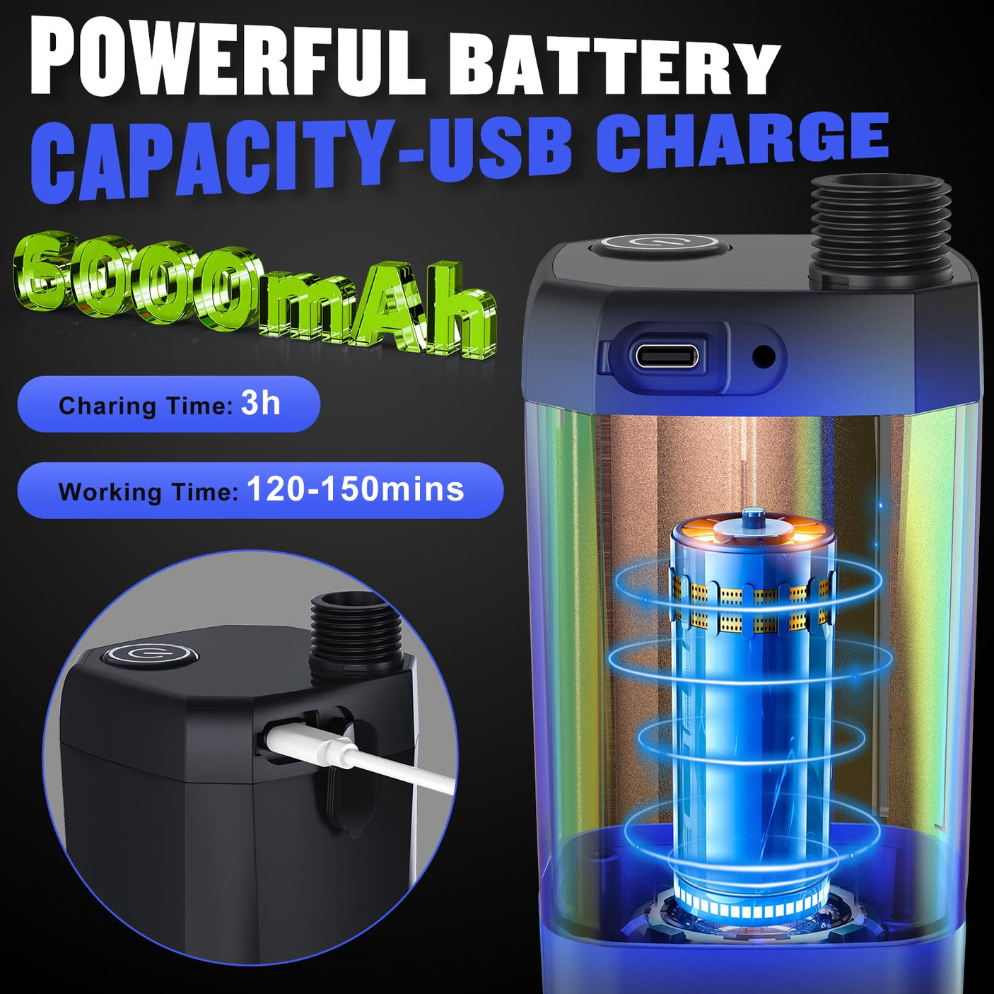 Portable Shower for Camping, [Long - Lasting] Spopal 6000mAh Rechargeable Camping Shower with Intelligent LED Display, 4 Spray Modes, IPX7 Waterproof Outdoor Camp Pump for Hiking, Travel, Car, Pet - Build Your Ideas
