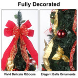 Pre - lit Christmas Tree - 6.5 Ft Fully Decorated Pull Up Christmas Tree with Remote, 200 LED Lights, Ornaments, Red&Gold Ribbon, Bows, Easy Assemble Collapsible Xmas Trees Holiday Party Decor - Build Your Ideas