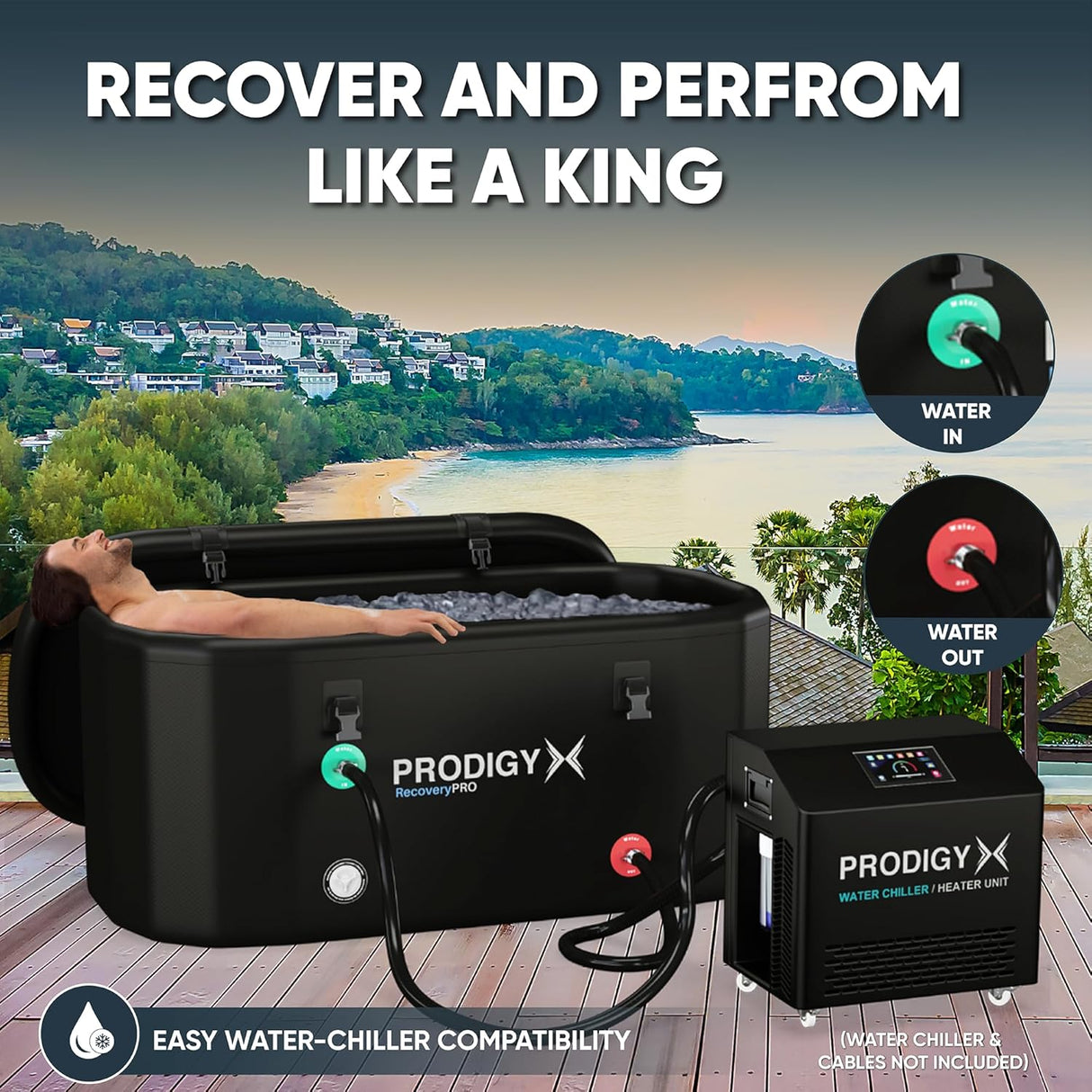 PRODIGYX Ice Bath Tub [XXL UPGRADED] For Athletes - Water Chiller Compatible - Cold Plunge - Outdoor, Portable, Inflatable - RecoveryPRO - Build Your Ideas