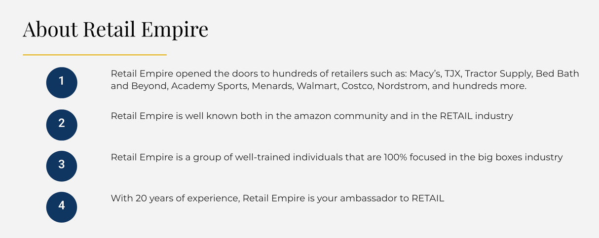 Retail Empire - Get Your Products in Retail Stores - Build Your Ideas