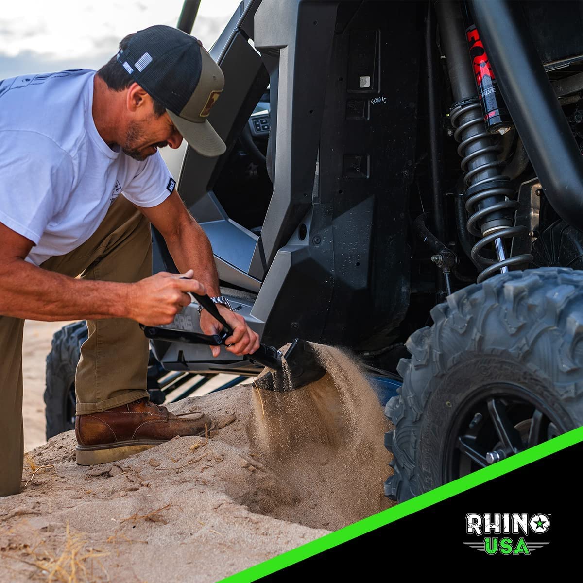 Rhino USA Survival Shovel w/Pick - Heavy Duty Carbon Steel Military Style Entrenching Tool for Off Road, Camping, Gardening, Beach, Digging Dirt, Sand, Mud & Snow. (Recovery Shovel) - Build Your Ideas