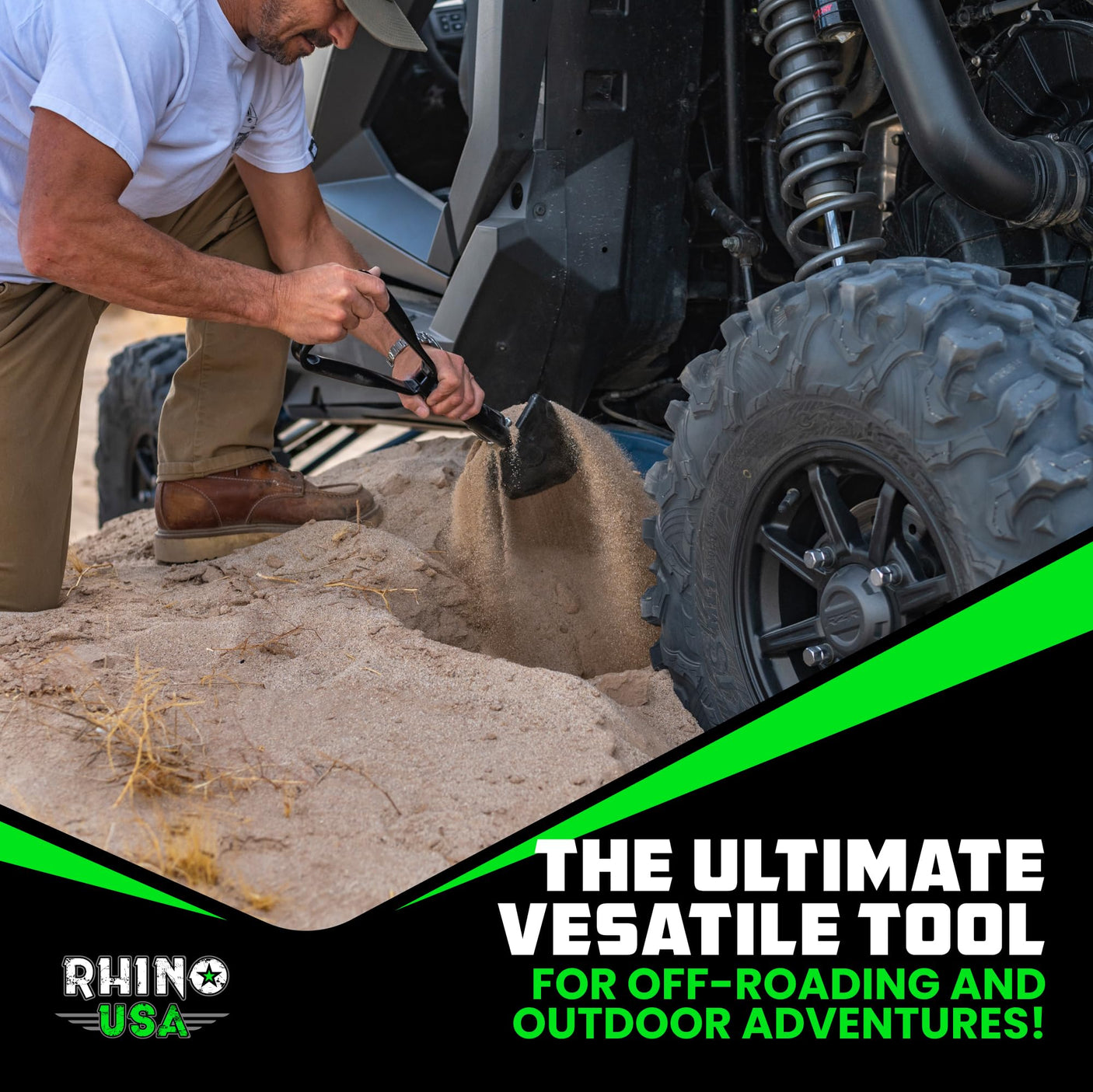 Rhino USA Survival Shovel w/Pick - Heavy Duty Carbon Steel Military Style Entrenching Tool for Off Road, Camping, Gardening, Beach, Digging Dirt, Sand, Mud & Snow. (Recovery Shovel) - Build Your Ideas
