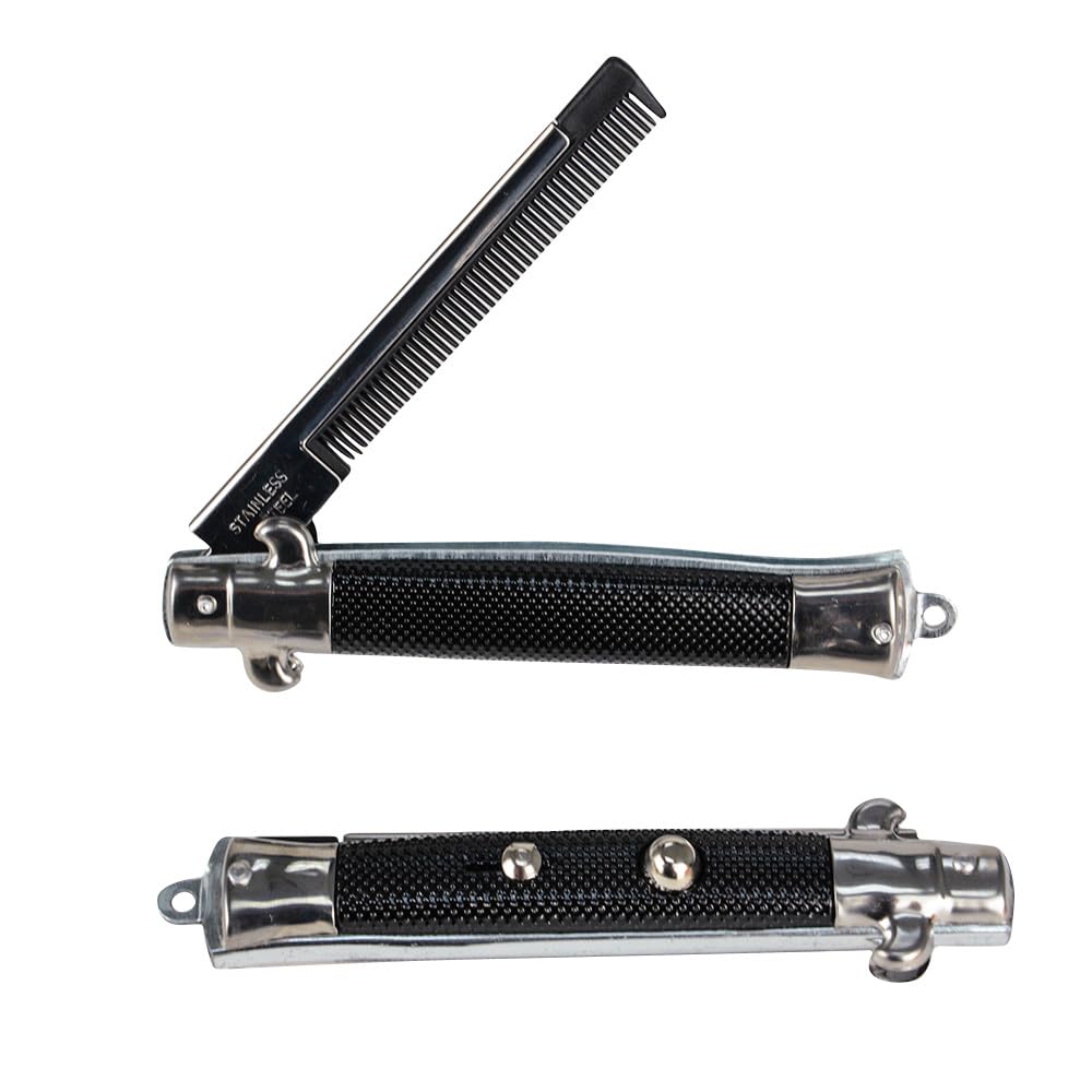 Rhode Island Novelty 9 Inch Stainless Steel Switch - Blade Folding Pocket Comb, One Piece - Build Your Ideas