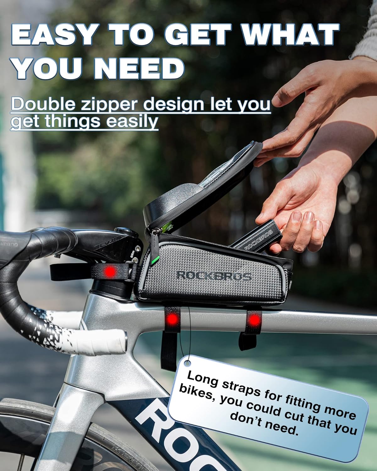 ROCKBROS Bike/Bicycle Phone Front Frame Bag, Waterproof, Tube Bag,Cycling Pouch, Bike Accessories for Men Compatible Phone Under 6.5” - Build Your Ideas