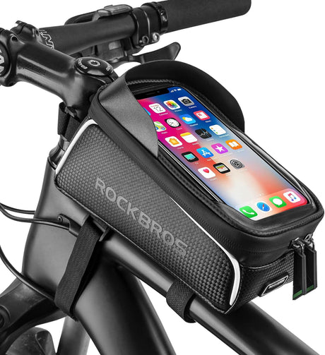 ROCKBROS Bike/Bicycle Phone Front Frame Bag, Waterproof, Tube Bag,Cycling Pouch, Bike Accessories for Men Compatible Phone Under 6.5” - Build Your Ideas