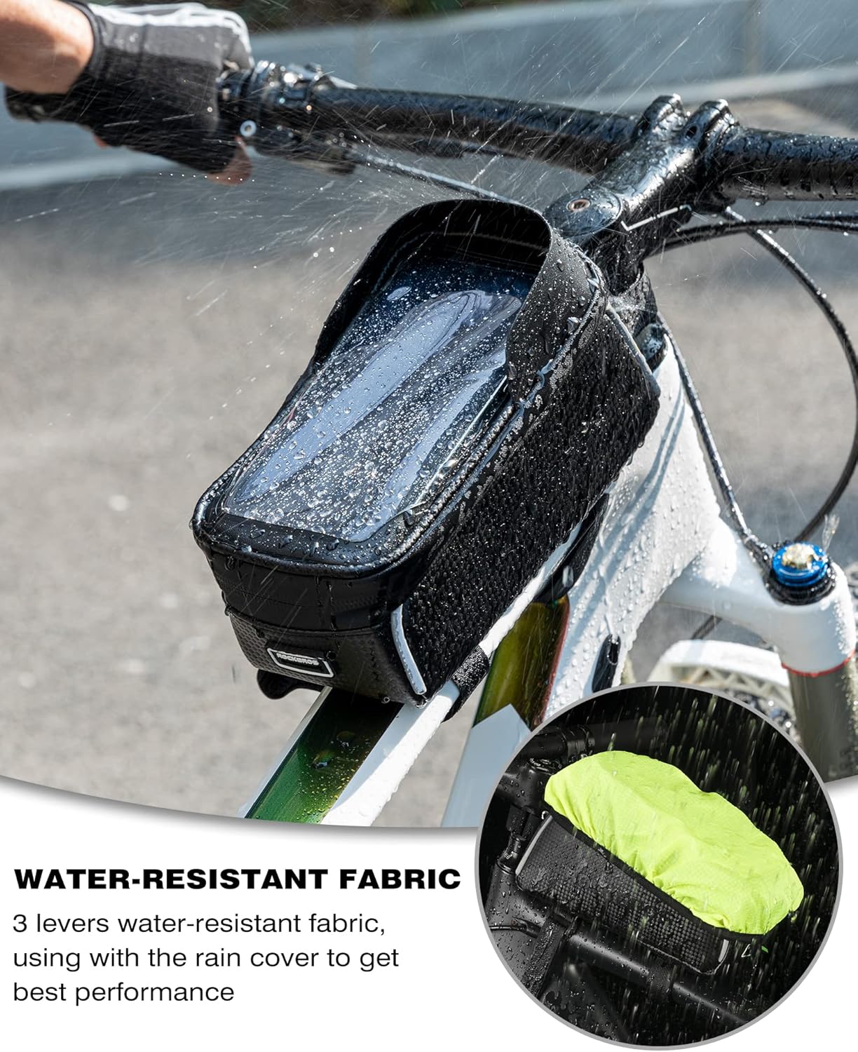 ROCKBROS Bike/Bicycle Phone Front Frame Bag, Waterproof, Tube Bag,Cycling Pouch, Bike Accessories for Men Compatible Phone Under 6.5” - Build Your Ideas