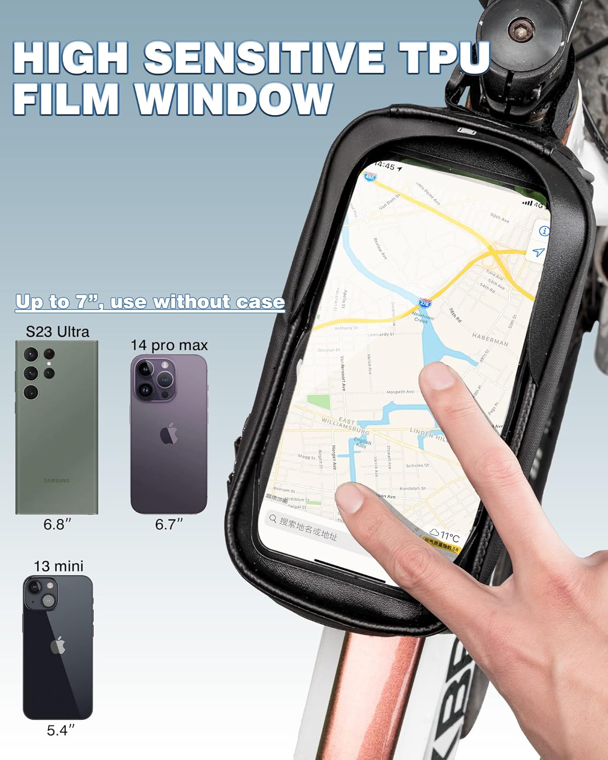 ROCKBROS Bike/Bicycle Phone Front Frame Bag, Waterproof, Tube Bag,Cycling Pouch, Bike Accessories for Men Compatible Phone Under 6.5” - Build Your Ideas