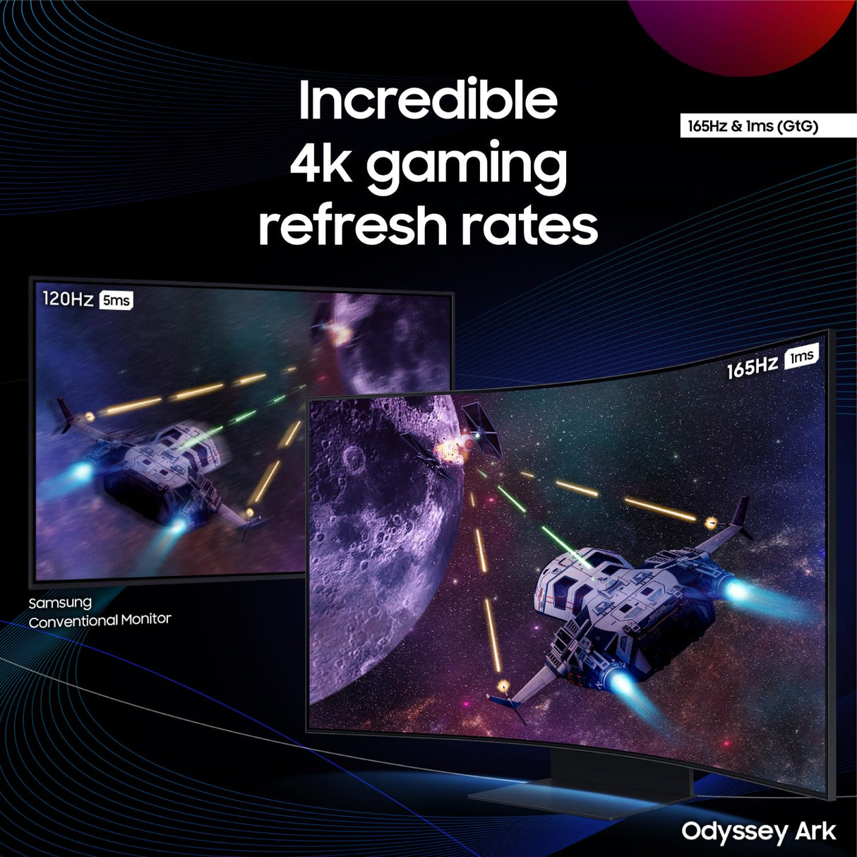 SAMSUNG 55" Odyssey Ark 2nd Gen 4K UHD 1000R Curved Gaming Monitor, 165Hz, 1ms, 4 Input Multi View, Quantum Mini - LED, AMD FreeSync Premium Pro, HDR 10+, Height Adjustable Screen, LS55CG970NNXGO, 2023 - Build Your Ideas