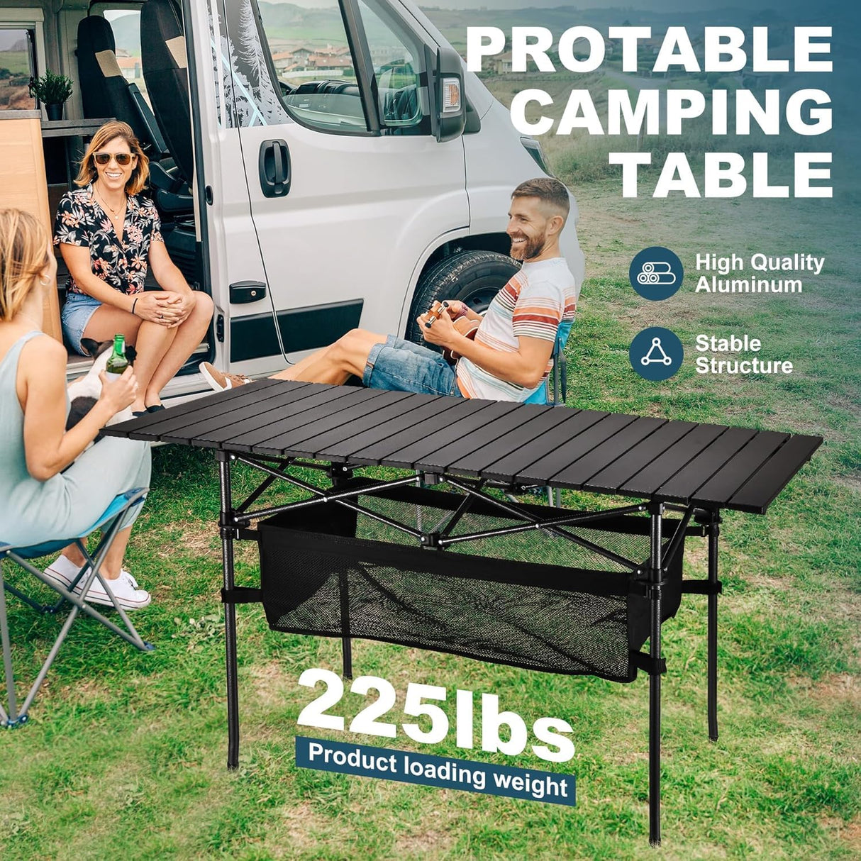 Sanny Outdoor Folding Portable Picnic Camping Table, Aluminum Roll - up Table with Easy Carrying Bag for Indoor,Outdoor,Camping, Beach,Backyard, BBQ, Party, Patio, Picnic - Build Your Ideas