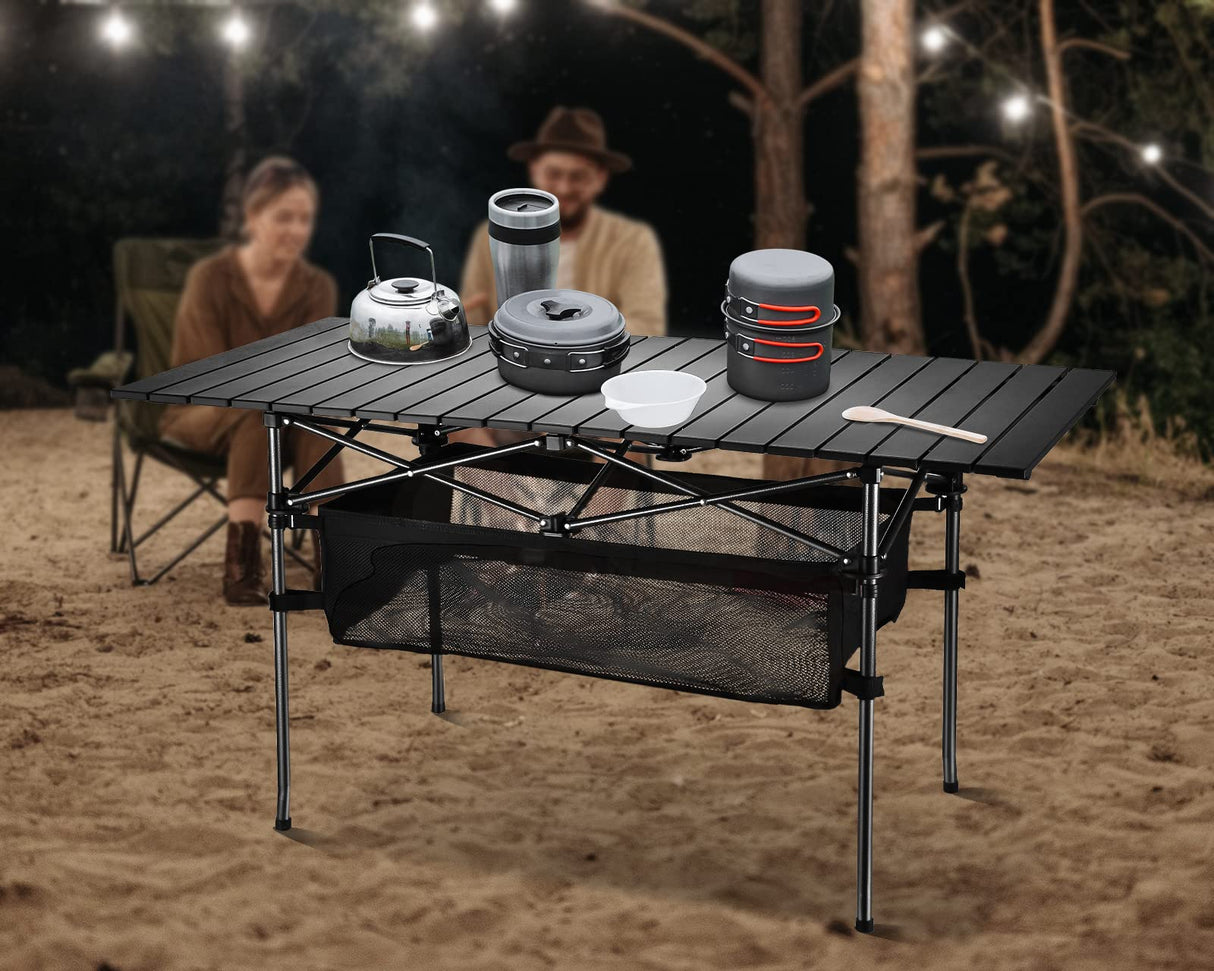 Sanny Outdoor Folding Portable Picnic Camping Table, Aluminum Roll - up Table with Easy Carrying Bag for Indoor,Outdoor,Camping, Beach,Backyard, BBQ, Party, Patio, Picnic - Build Your Ideas