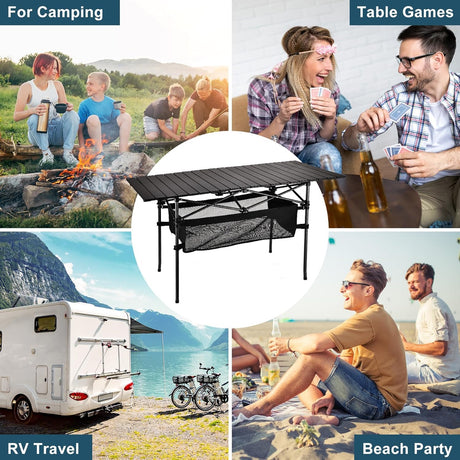 Sanny Outdoor Folding Portable Picnic Camping Table, Aluminum Roll - up Table with Easy Carrying Bag for Indoor,Outdoor,Camping, Beach,Backyard, BBQ, Party, Patio, Picnic - Build Your Ideas
