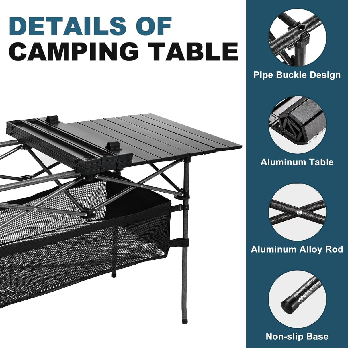 Sanny Outdoor Folding Portable Picnic Camping Table, Aluminum Roll - up Table with Easy Carrying Bag for Indoor,Outdoor,Camping, Beach,Backyard, BBQ, Party, Patio, Picnic - Build Your Ideas