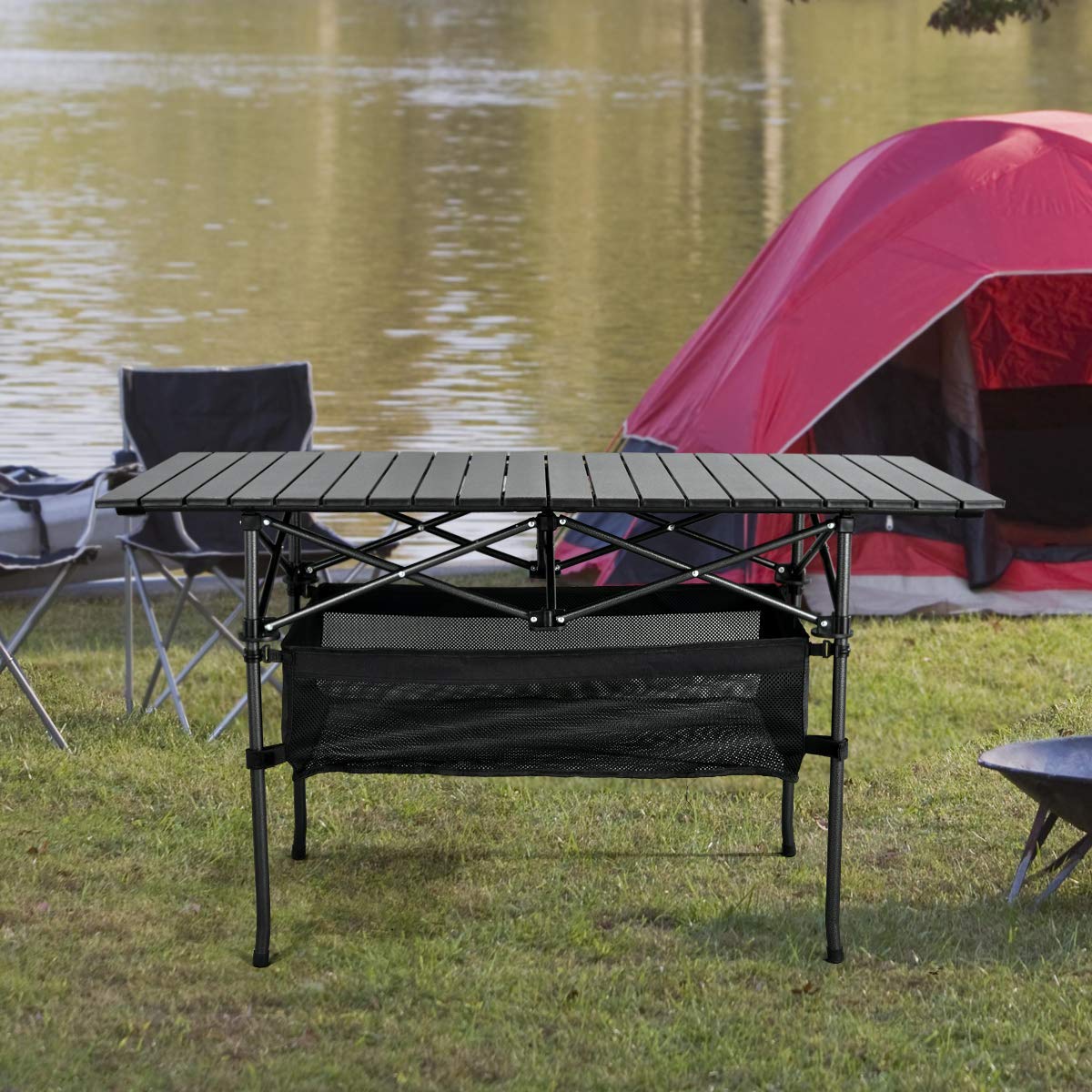 Sanny Outdoor Folding Portable Picnic Camping Table, Aluminum Roll - up Table with Easy Carrying Bag for Indoor,Outdoor,Camping, Beach,Backyard, BBQ, Party, Patio, Picnic - Build Your Ideas