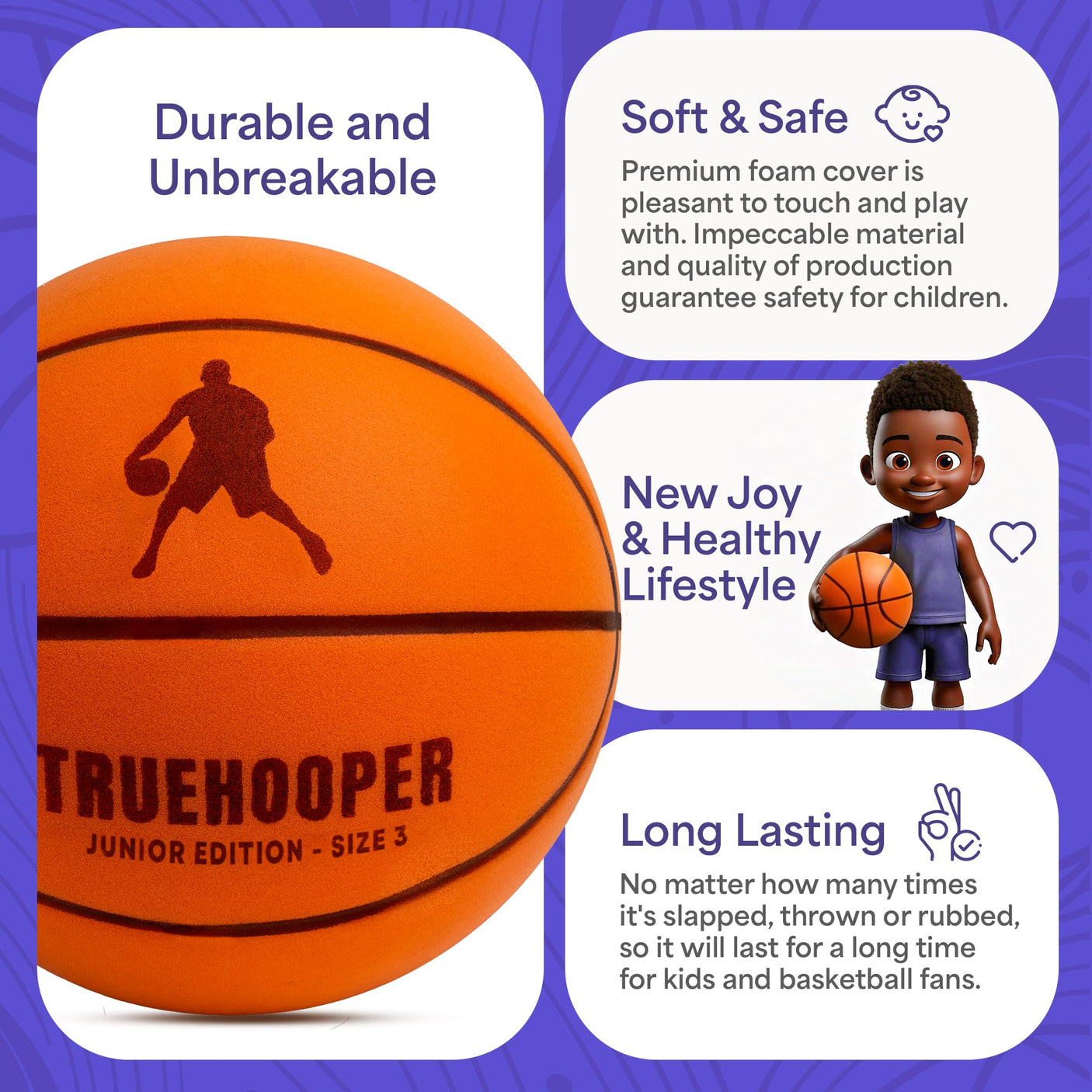 Silent Basketball – Indoor Basketball (PRO Version) - Grooved Foam Basketball for Quiet Dribbling and Indoor Training – Higher Bounce Noiseless Basketball - Non - Deforming Packaging - Build Your Ideas