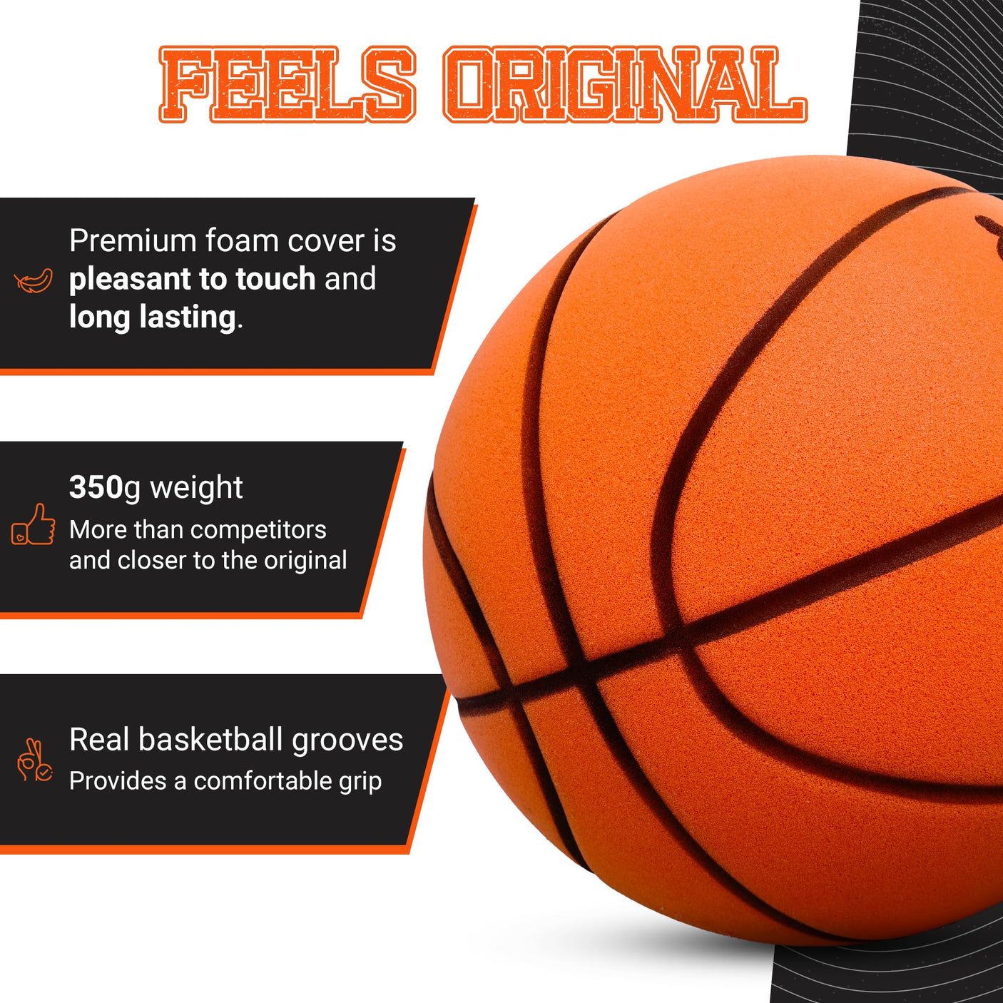 Silent Basketball – Indoor Basketball (PRO Version) - Grooved Foam Basketball for Quiet Dribbling and Indoor Training – Higher Bounce Noiseless Basketball - Non - Deforming Packaging - Build Your Ideas