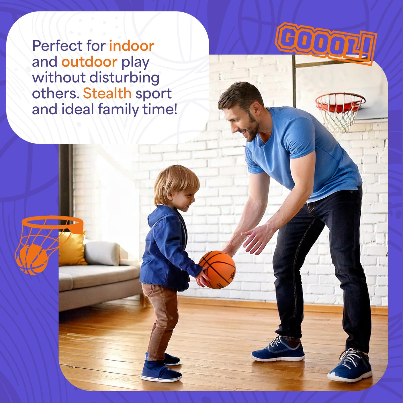 Silent Basketball – Indoor Basketball (PRO Version) - Grooved Foam Basketball for Quiet Dribbling and Indoor Training – Higher Bounce Noiseless Basketball - Non - Deforming Packaging - Build Your Ideas