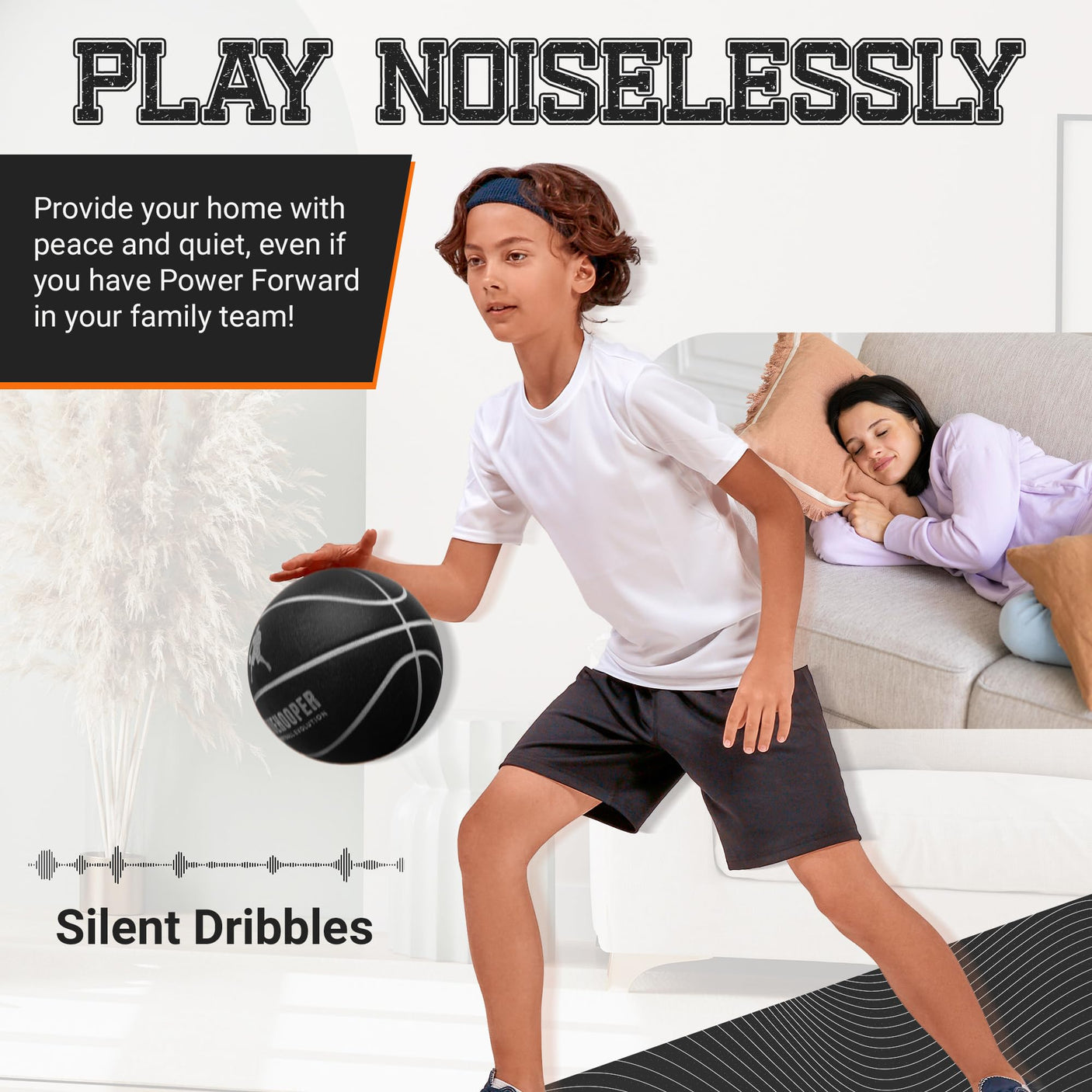 Silent Basketball – Indoor Basketball (PRO Version) - Grooved Foam Basketball for Quiet Dribbling and Indoor Training – Higher Bounce Noiseless Basketball - Non - Deforming Packaging - Build Your Ideas