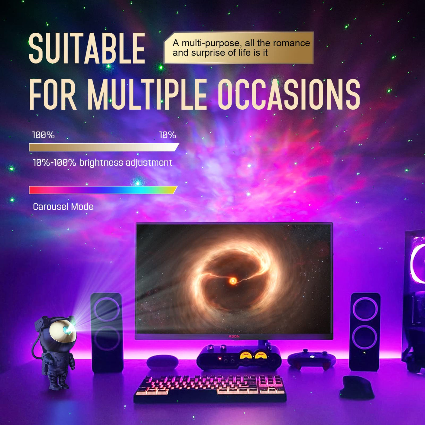 Star Projector Galaxy Night Light - Astronaut Space Projector, Starry Nebula Ceiling LED Lamp with Timer and Remote, Kids Room Decor Aesthetic, for Christmas & Birthdays - Build Your Ideas