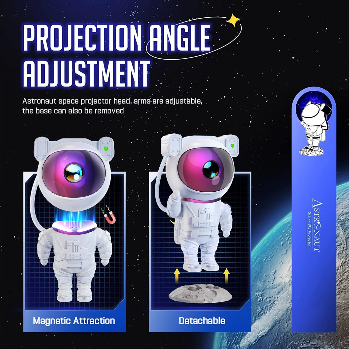 Star Projector Galaxy Night Light - Astronaut Space Projector, Starry Nebula Ceiling LED Lamp with Timer and Remote, Kids Room Decor Aesthetic, for Christmas & Birthdays - Build Your Ideas