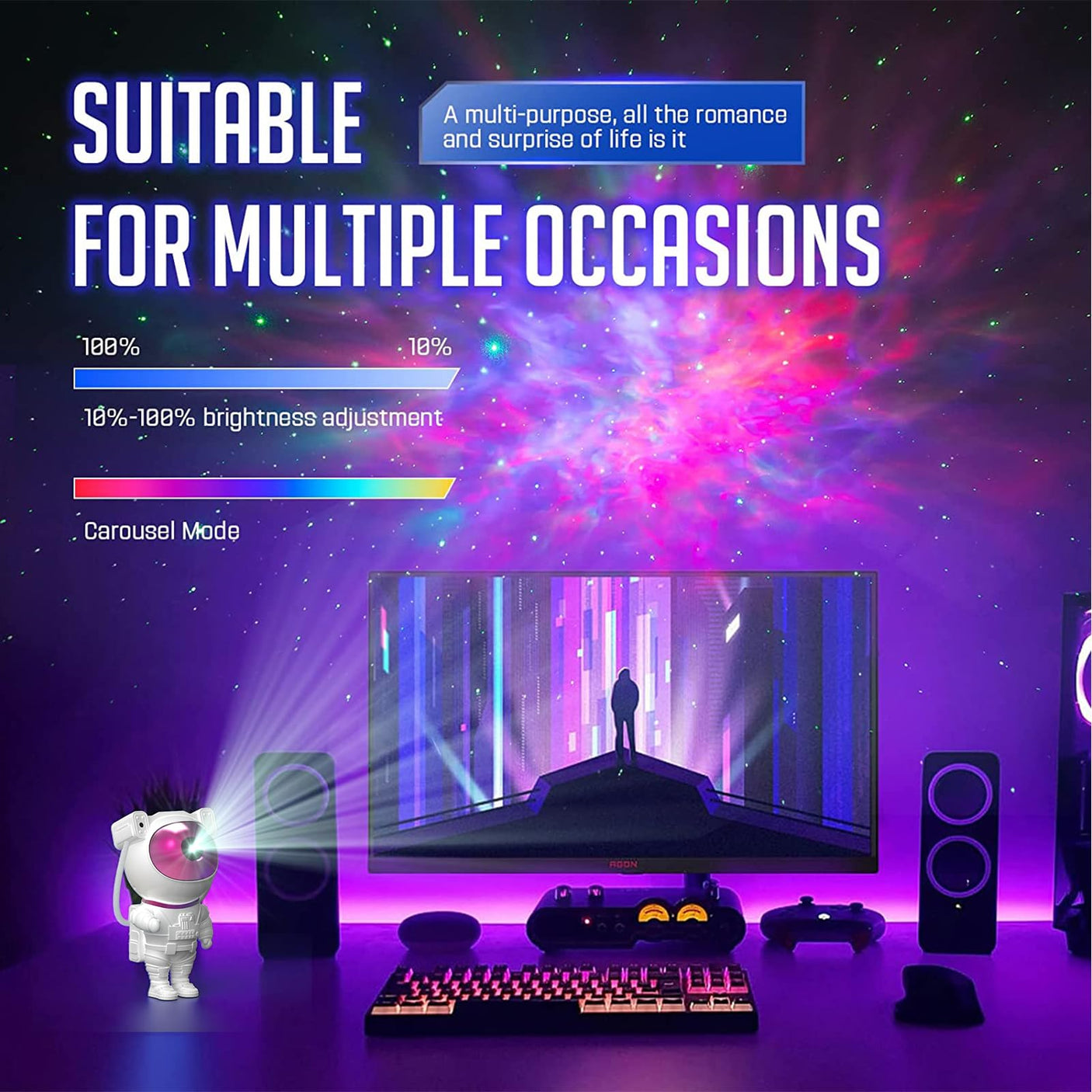 Star Projector Galaxy Night Light - Astronaut Space Projector, Starry Nebula Ceiling LED Lamp with Timer and Remote, Kids Room Decor Aesthetic, for Christmas & Birthdays - Build Your Ideas