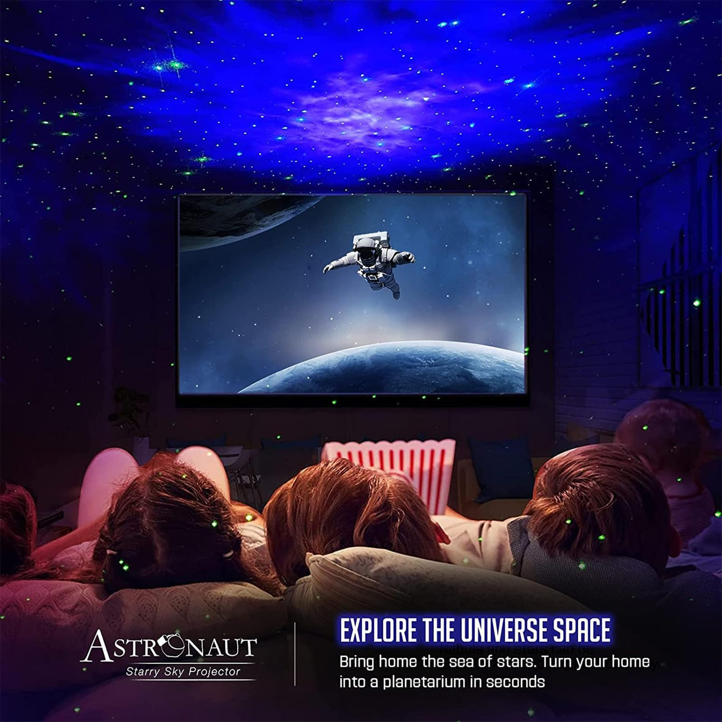 Star Projector Galaxy Night Light - Astronaut Space Projector, Starry Nebula Ceiling LED Lamp with Timer and Remote, Kids Room Decor Aesthetic, for Christmas & Birthdays - Build Your Ideas
