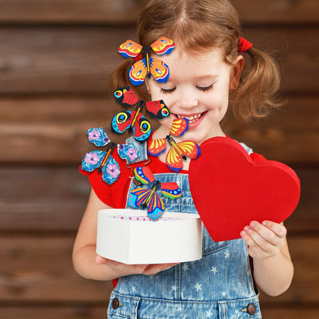 Sumind 5 Pcs Butterfly Wind up Magic Flying Butterfly Cards Surprise Insert Fly Toys Rubber Band Butterflies Toys for Explosion Box Colorful Bookmark Gifts - Build Your Ideas