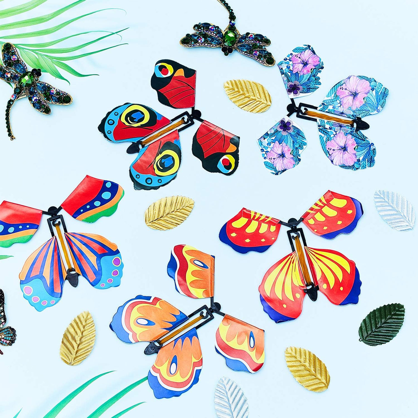 Sumind 5 Pcs Butterfly Wind up Magic Flying Butterfly Cards Surprise Insert Fly Toys Rubber Band Butterflies Toys for Explosion Box Colorful Bookmark Gifts - Build Your Ideas
