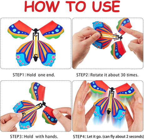 Sumind 5 Pcs Butterfly Wind up Magic Flying Butterfly Cards Surprise Insert Fly Toys Rubber Band Butterflies Toys for Explosion Box Colorful Bookmark Gifts - Build Your Ideas